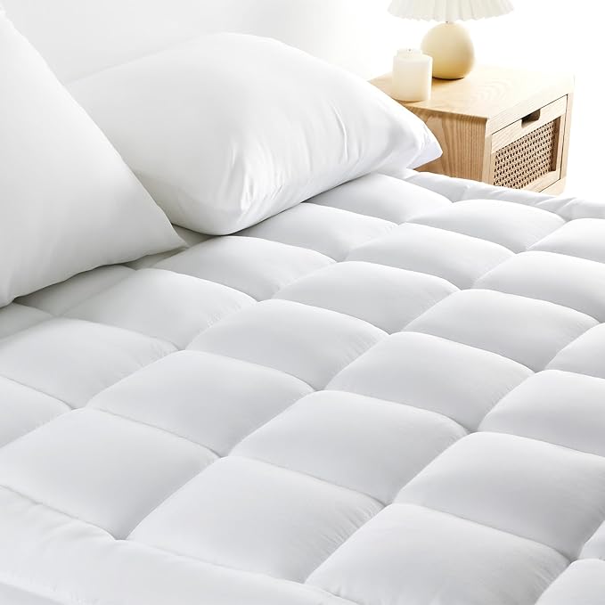 Sonive King Mattress Protector, Mattress Topper up to 21 Inches Deep Pocket, Soft Mattress Pad Microfiber Fitted Mattress Breathable Mattress Cover Machine Washable White