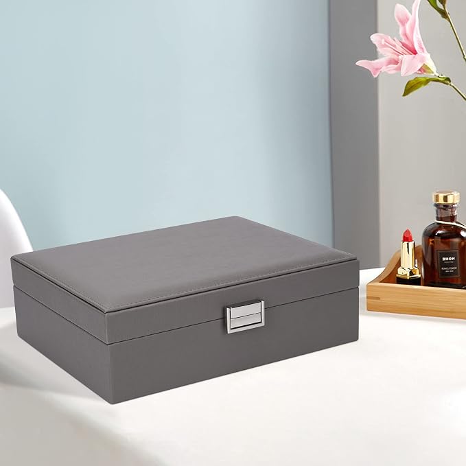 Storage and Organizer Jewelry box Jewelry Storage Box Travel Jewelry Organizer Cases craft containers for organizing/GRAY - Image 7