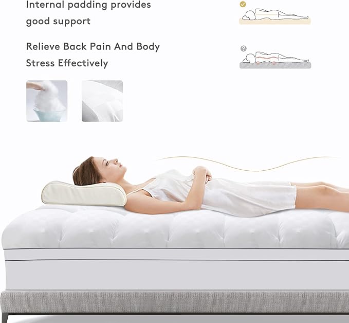 Mattress Topper Twin XL,Extra Thick Mattress Pad Cover for Back Pain,Cooling Mattress Protector with 8-21 Inch Deep Pocket,Overfilled Down Alternative Filling