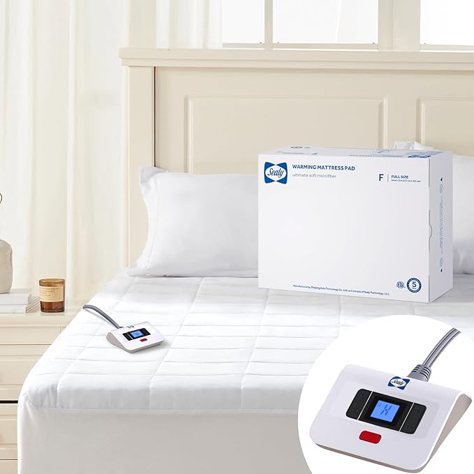 Sealy Electric Mattress Pad Full Size, 10 Heating Settings Heated Mattress Pad, Bed Warmer with Single Controller & Auto Off 1-12 Hours, Fit Up to 15 Inch, Machine Washable, 54"x75"
