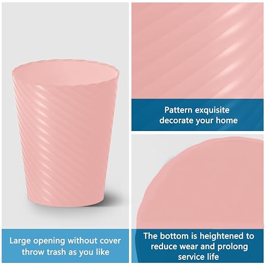 Bathroom Trash Can, 3 Pack 1.8 Gallons Small Trash Can with Trash Bags, Bathroom Garbage Can, Plastic Trash Bin, Round Waste Basket for Bedroom, Office, Room (White Pink Grey) - Image 4