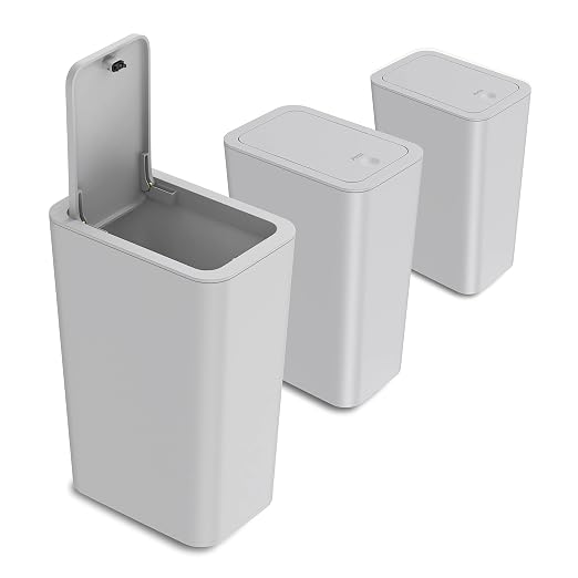 3 Pack 10 Liter / 2.6 Gallon Bathroom Trash Can, Small Trash Can with Lid, Garbage Can Waste Basket for Bathroom, Kitchen, Bedroom, Powder Room, Craft Room, Office, College (Gray) by NNETDOT