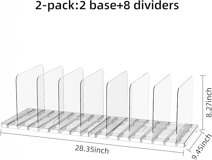 JOYZAN Stackable Purse Organizer for Closet, Adjustable Closet Purse Organizer, Clear Acrylic Shelf Dividers, Detachable Handbag Storage Separator Dividers for Home, Office - 2 Pack - Image 3