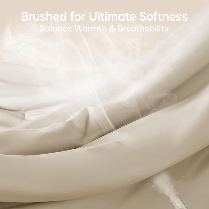 MUXHOMO Full Comforter Sets, All Season Ultra Soft Down Alternative Bedding - 3 Piece Lightweight Bed Set Includes 1 Comforter (82"x86") and 2 Pillow Shams (20"x26"), Linen
