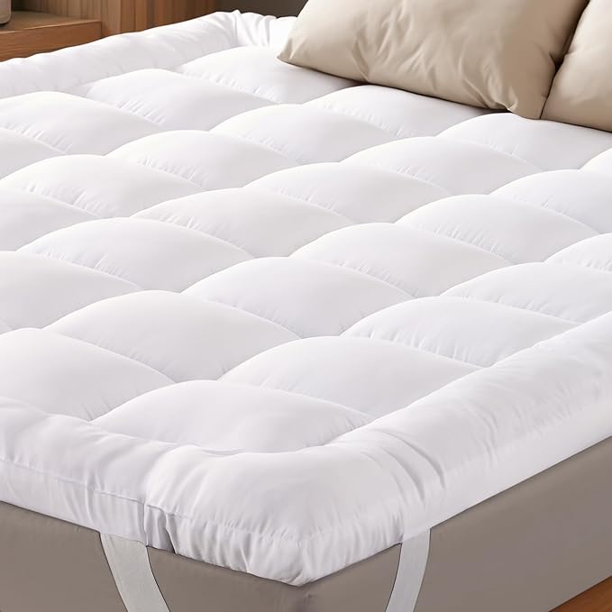 Ultra Soft Twin Mattress Topper - Cloud-Like Mattress Pad for Back Pain Relief - Breathable Cooling Material for Hot Sleepers, White