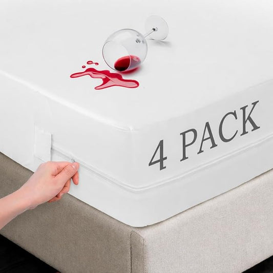 LUX Décor King Zippered Mattress Encasement (Pack of 4) - Bed Bug Proof, 100% Waterproof Mattress Protector - 14 Inches Deep All Sided Cover, Noiseless - 78X80