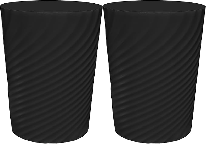 DAJITRE 1.8 Gallon Small Trash Can Wastebasket Recycling Bin Slim Profile for Compact Spaces Bathroom, Office, Bedroom, Kitchen (1.8 Gallon-2pack, Black) by DAJITRE