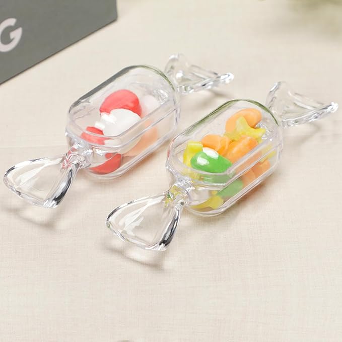 FZBNSRKO 50 Pcs Clear Candy Shaped Jewelry Box,Mini Jewelry Organizer Boxes Lovely Plastic Candy Container DIY Jewelry Accessories for Wedding Party Travel Valentine's Day(transparent) - Image 2