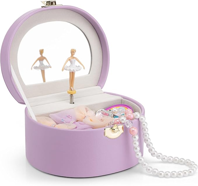 VLANDO Bithday Gifts for Girl, Musical Jewelry Box for Girls, Small Kid Music Box with Ballerina for Party Bedroom Decor, Gifts for Girls Kids - Purple by VLANDO