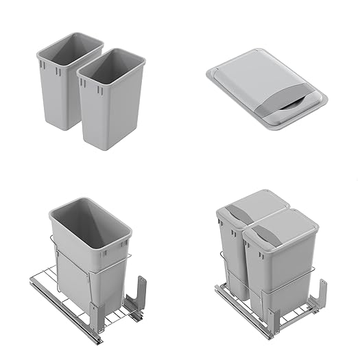 Dowell 10 Pack 35Qt Wastebasket Trash Container, 9Gal, Plastic, Stackable, for Kitchen/Bathroom/Office, Fits Under Sink/Desk - Grey (10, 35 QT) - Image 5