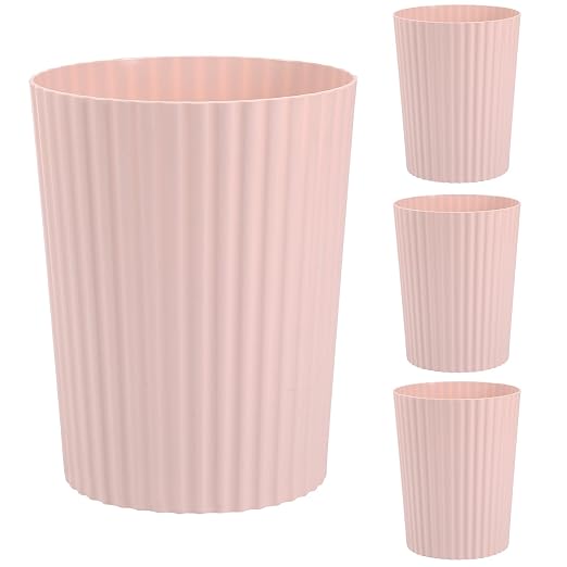 JiatuA Small Trash Can Plastic Wastebasket Round Garbage Container Bin for Bathroom, Kitchen, Bedroom, Home Office, College Dorm, Pink 4 Pack by JiatuA