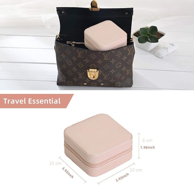 Mini Jewelry Travel Case,Small Travel Jewelry Organizer,Travel Portable Jewelry Case for Ring, Pendant, Earring, Necklace, Bracelet Organizer Storage Holder Boxes (Pink) - Image 5