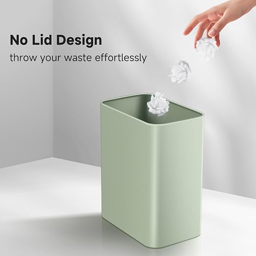 TIPGO Small Metal Trash Can, 2.1 Gallon Slim Trash Can for Bathroom, Wastebasket Garbage Bin for Bedroom, Office, Kitchen, Under Sink (Green) - Image 4