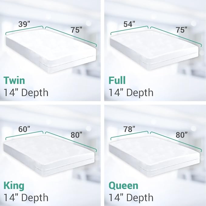 Waterproof Mattress Protector King Size - 6-Sided Zippered Mattress Encasement, Breathable Fabric Cover, Machine Washable, Fits King Mattress 78 x 80 Inches, Up to 16" Deep