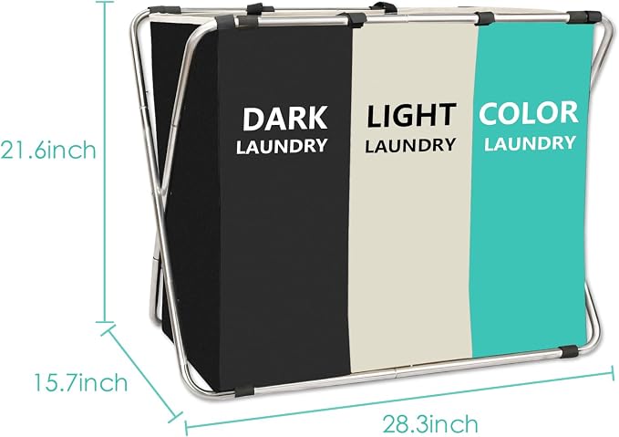1-Pack Large Laundry Basket, Waterproof, Freestanding Laundry Hamper, Collapsible Tall Clothes Hamper with Handles for Clothes Toys in the Dorm & Family Closet Storage and Organizer (Green) - Image 3