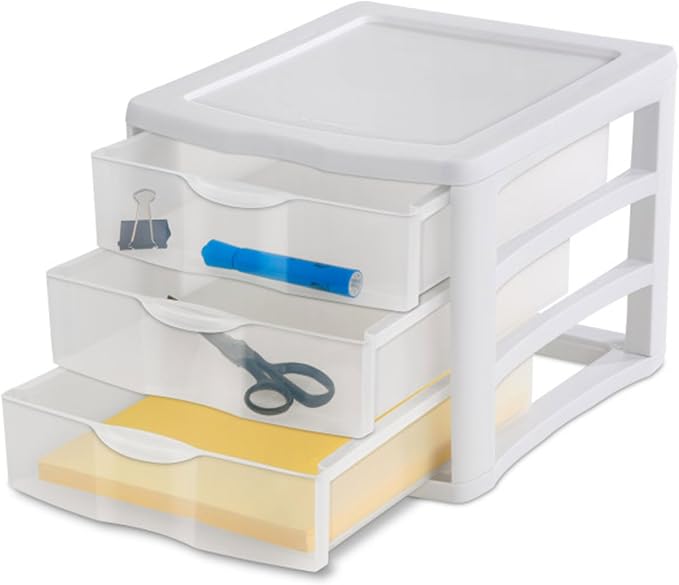 Sterilite ClearView Compact Stacking 3 Drawer Storage Organizer System, (8 Pack) - Image 9