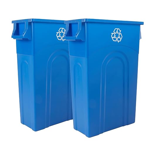 United Solutions Highboy Recycling Container, 23 Gallon, Space Saving Slim Profile and Easy Bag Removal for Indoor or Outdoor use, Recycle Blue, Plastic by UNITEDSOLUTIONS