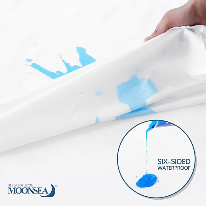 Zippered Waterproof Mattress Protector Twin, 6-Side Waterproof Mattress Encasement, Twin Mattress Cover, Box Spring Encasement