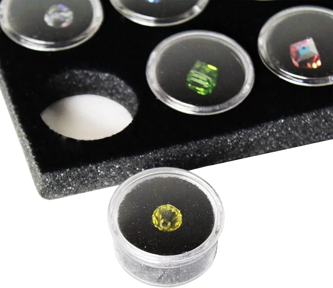 MOOCA Glass Top Black Jewelry Display Case Box 50 Gem Jars, Ring Box, Jewelry Organizer, Jewelry storage Black Tray with Gem Jar, 15" W x 8.5" D x 2" H - Image 5