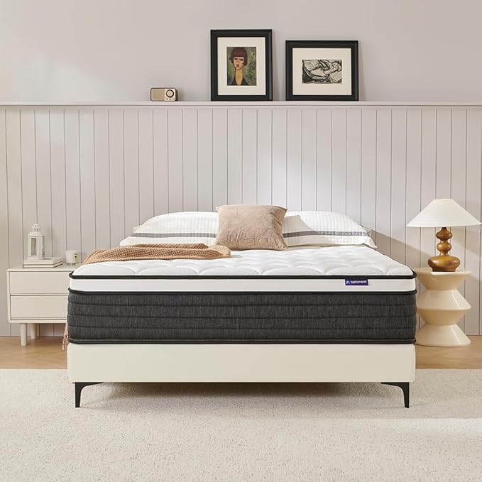NapNest Queen Mattress 12 Inch, Hybrid Mattresses Queen Size in a Box, Medium Firm Feel Memory Foam and Individual Pocket Springs Fiberglass Free Bed Matress Breathable, CertiPUR-US
