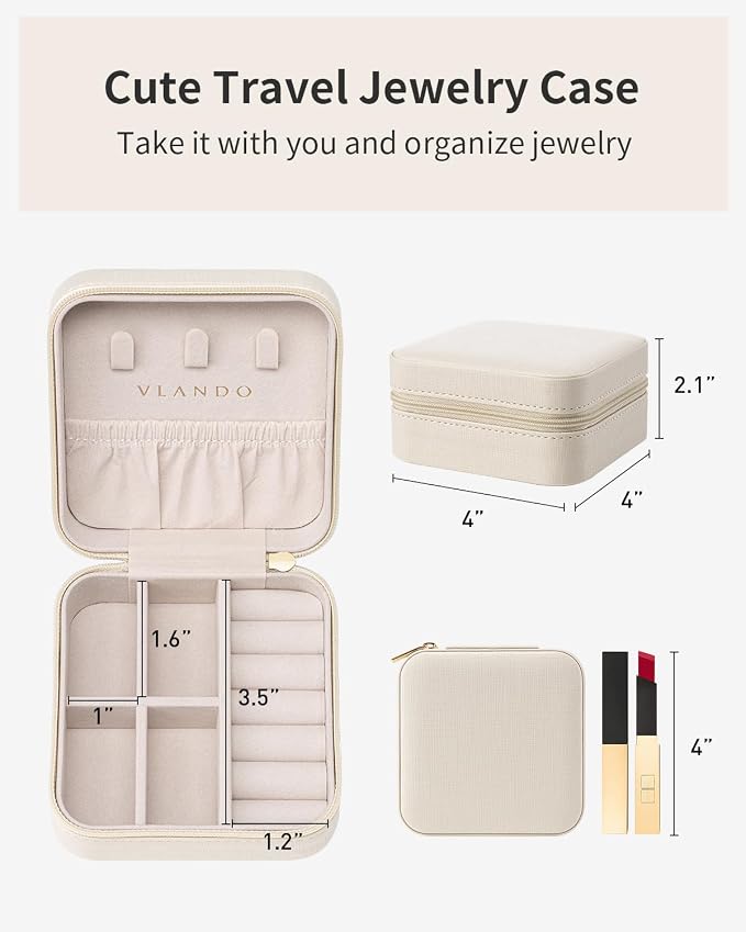 VLANDO Travel Jewelry Box, Small Jewelry Travel Organizer Case for Girls Women - white*6 pack - Image 5