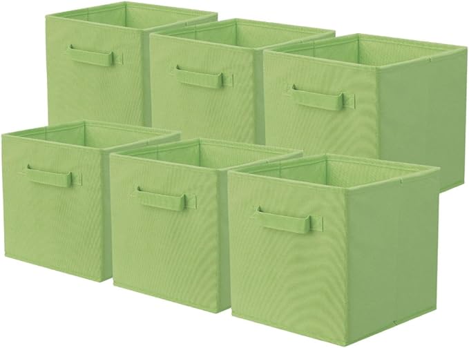 ShellKingdom Storage Bins, Foldable Fabric Storage Cubes And Cloth Storage Organizer Drawer For Closet And Toys Storage, 6 Pack (Green) by ShellKingdom