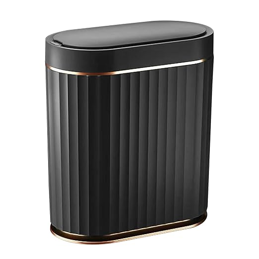 ELPHECO Black Bathroom Trash Can with Lid 2 Gallon Sensor Trash Bin, Automatic Narrow Garbage Can, Waterproof Smart Trash Can, Slim Motion Sensor Waste Bins for Bathroom, Living Room, Office by ELPHECOUSA