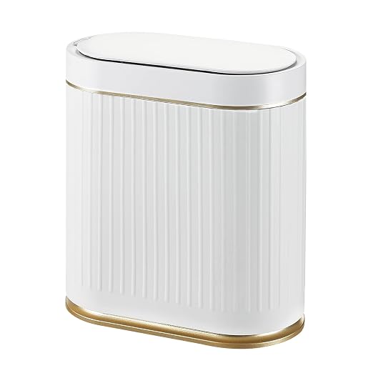 SYNCVIBE Bathroom Trash Can with Lid Automatic 2 Gallon Motion Sensor Garbage Bin, 7.5 Liter Smart Trash Bin Bathroom Decor, Plastic Garbage Can, Narrow Trash Can for Bedroom, Office, Living Room by SYNCVIBE