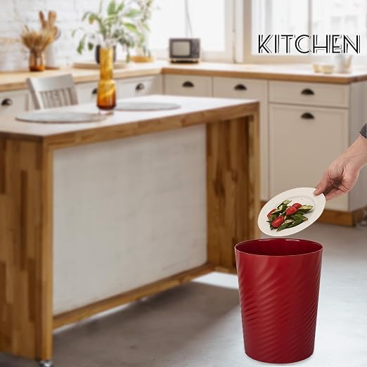 UUJOLY Plastic Small Trash Can Wastebasket, Garbage Container Basket for Bathrooms, Laundry Room, Kitchens, Offices, Kids Rooms, Dorms, (Red, 1.8 Gallon) - Image 5