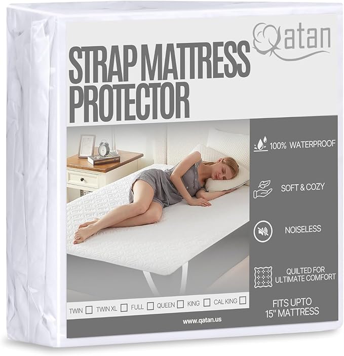 Quilted Mattress Protector Waterproof Mattress Pad, Breathable, Noiseless, Washable Mattress Cover (White, Full)