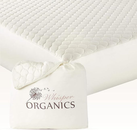 100% Cotton Organic Mattress Pad - Breathable & Cooling Mattress Protector Twin XL Size - Premium 300GSM Quilted and Machine Washable - Fairtrade & GOTS Certified Bed Protector (Ivory, Twin XL)