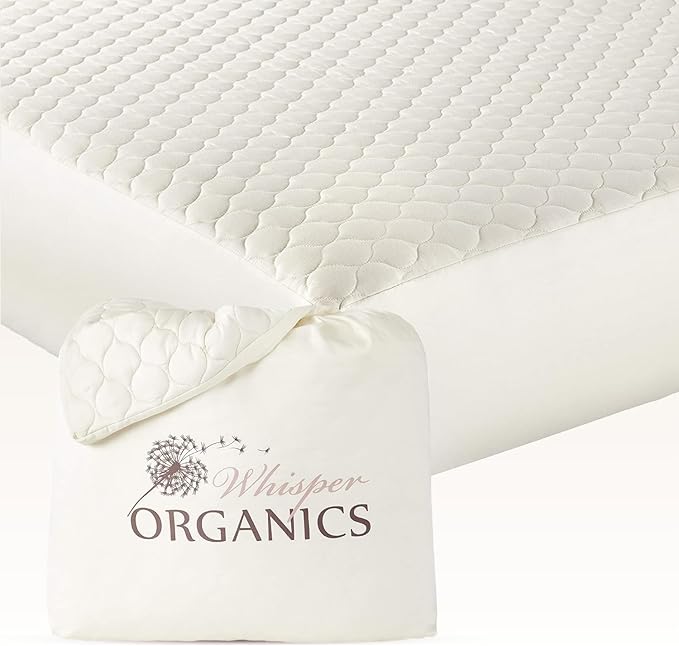 100% Cotton Organic Mattress Pad - Breathable & Cooling Mattress Protector Full Size - Premium 300GSM Quilted and Machine Washable - Fairtrade & GOTS Certified Bed Protector (Ivory, Full)