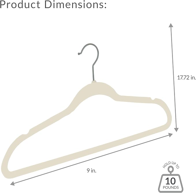Simplify 10 Super Slim Velvet Huggable Hangers in Ivory - Image 3