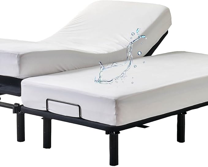 Kingnex Waterproof Split California King Mattress Protector for Adjustable Bed 2 Cali Twin XL 36x84 Soft Noiseless Jersey Fitted Matress Cover with Deep Pocket
