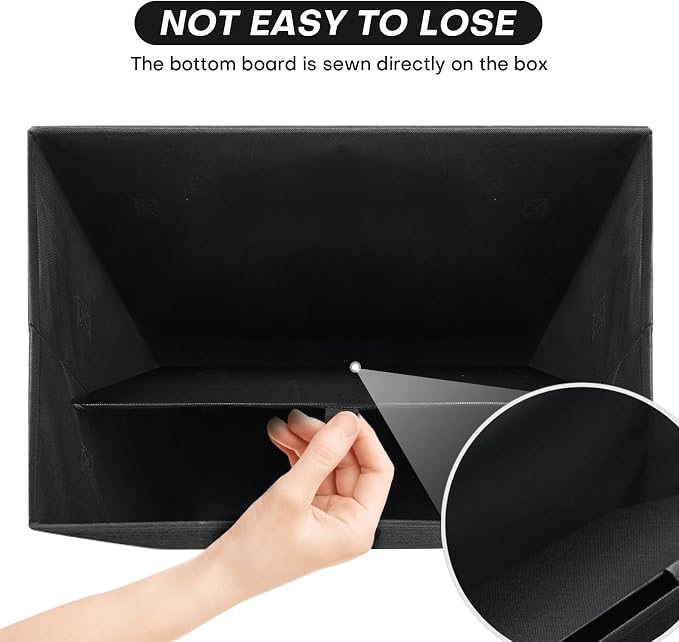 Bagnizer Large 22 Quart Linen Fabric Foldable Storage Bin Cube Organizer Basket with Flip-Top Lid & Handles, Clothes Blanket Box for Home, Office, Closet, Black, 4 Pack 14.6 x 9.5 x 9.5” - Image 4