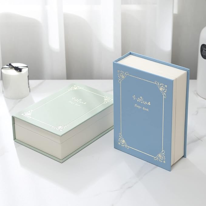 PU Leather Book Jewelry Organizer Box with Magnetic Closure, Stylish Jewelry Box for Women and Girls,Travle Jewelry Case for Rings Necklaces Earring (Blue) - Image 7