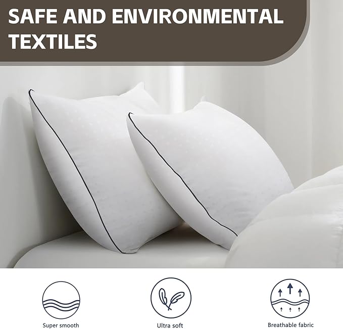 HIMOON Bed Pillows for Sleeping 4 Pack,King Size Cooling Pillows Set of 4,Top-end Microfiber Cover for Side Stomach Back Sleepers