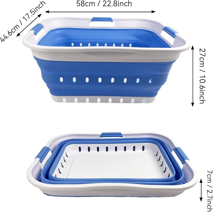 SAMMART 42L (11 gallon) Collapsible Plastic Laundry Basket - Foldable Pop Up Storage Container/Organizer - Space Saving Hamper/Basket (1, White/Little Boy Blue) - Image 4