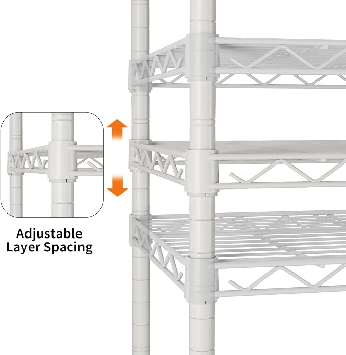 SINGAYE 3 Small Shelves Storage Shelf Wire Shelving Unit Metal Shelf Adjustable Organizers Storage Shelving with Wheels for Bathroom Laundry Room Kitchen Pantry11.5”D x 17.5”W x 30.5”H White - Image 4