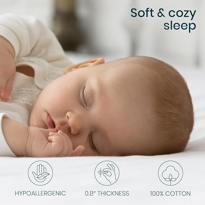 Tutti Bambini 100% Waterproof Bassinet Mattress Protector - Premium 100% Cotton Bassinet Mattress Pad Cover, Soft & Breathable, Machine Washable, Compatible with CoZee® Bassinets (31.8 x 20 in)