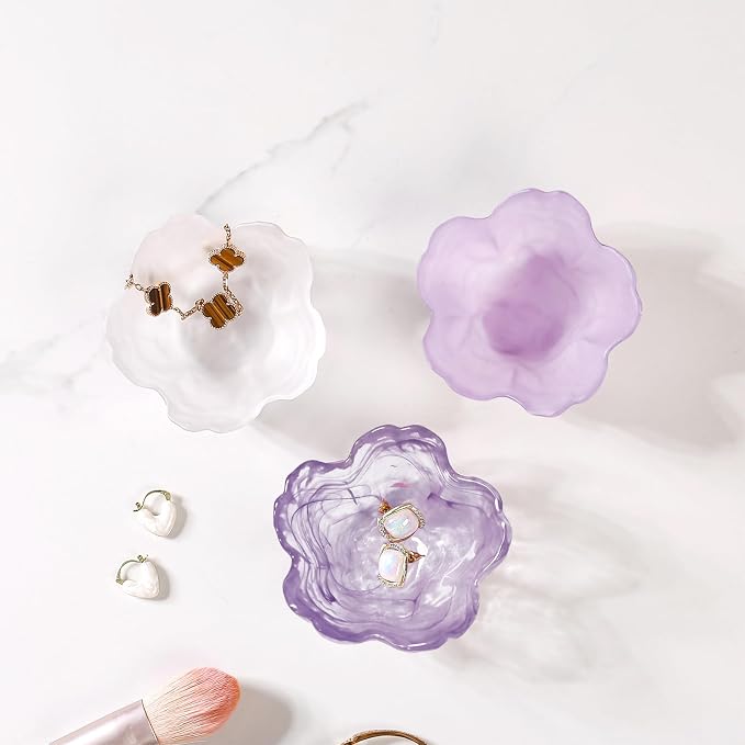 Gifts for Women Flower Jewelry Dish Ring Holder Jewelry Tray Vanity Organizer Room Decor Aesthetic Dorm Bathroom Decor Decorative Trinket Dish for Rings Earrings Necklaces Friendship Birthday Gifts - Image 9