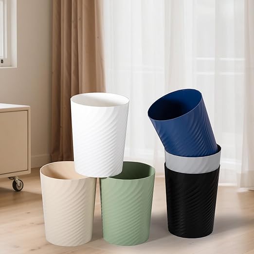 UUJOLY Bathroom Small Trash Can with Trash Bag Plastic Garbage Can Round Waste Basket for Bathrooms, Laundry Room, Kitchens, Offices, Kids Rooms, Dorms, 1.8 Gallons, 3 Pack (White Grey Black) - Image 7
