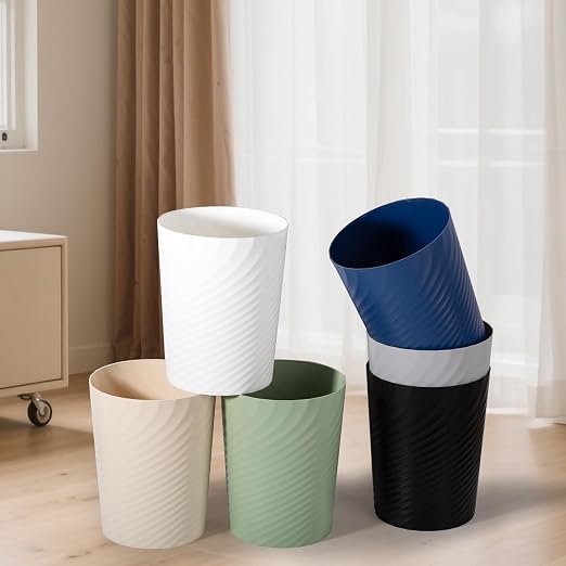 UUJOLY Bathroom Small Trash Can with Trash Bag Plastic Garbage Can Round Waste Basket for Bathrooms, Laundry Room, Kitchens, Offices, Kids Rooms, Dorms, 1.8 Gallons, 3 Pack (Blue Green Beige) - Image 6