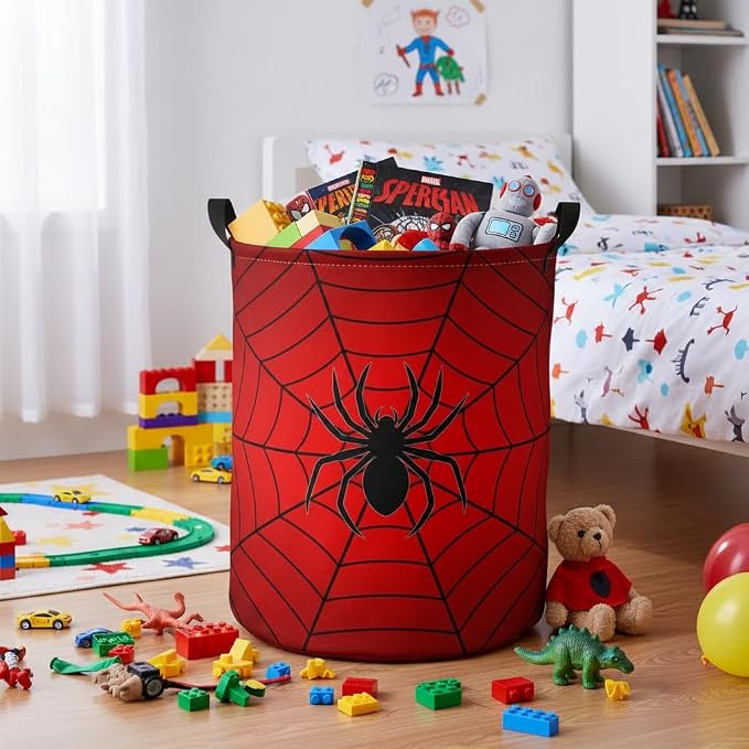 Baby Laundry Hamper kids laundry Basket Waterproof Laundry Bag for Bedroom Toy Clothes Organizer Room Décor(Spider Web) - Image 3