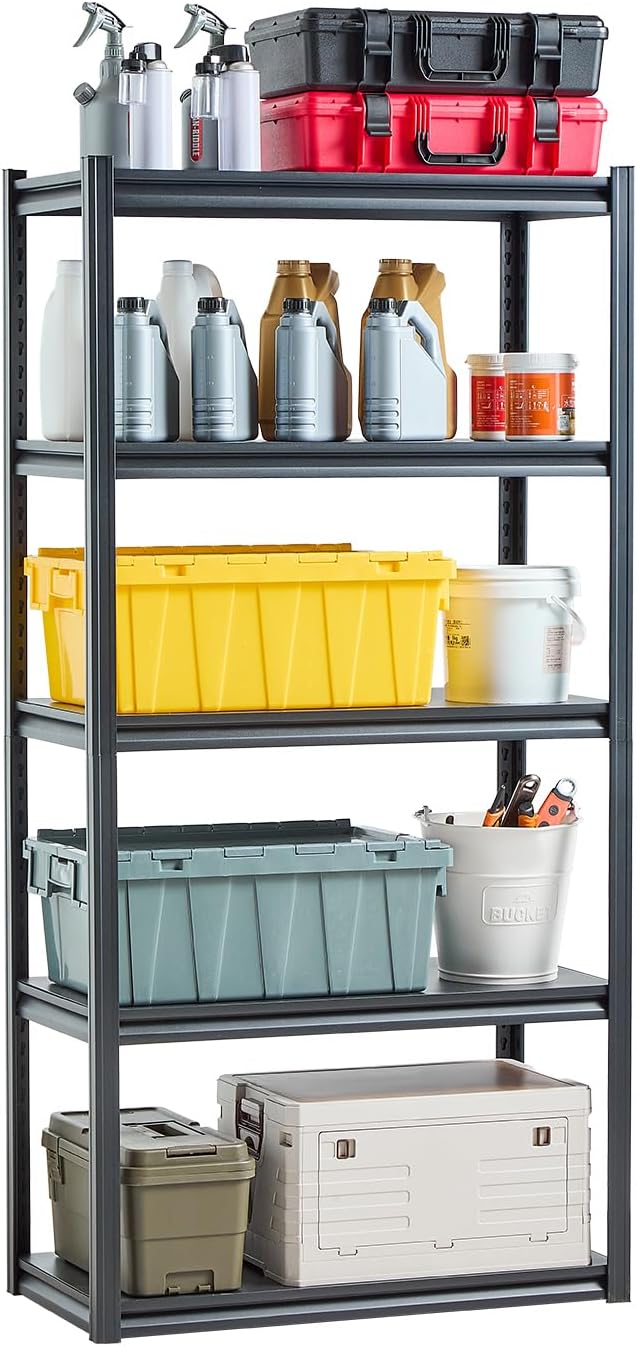 VEVOR Storage Shelves, 2000 lbs, 5 Tier Garage Storage Shelving, 18" D x 36" W x 72" H Adjustable Metal Shelves for Garage Shelves Utility Rack Shelf, Ideal for Kitchen, Warehouse, Basement, Black by VEVOR