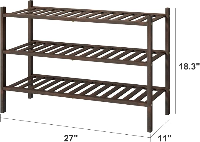 viewcare Shoe Rack for Closet, 3-Tier Bamboo Wood Shoe Racks, Stackable | Beautiful | Natural | Functional | Sturdy, Bamboo Shoe Rack for Entryway Hallway Closet - Image 3