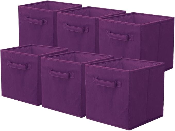 ShellKingdom Storage Bins, Foldable Fabric Storage Cubes And Cloth Storage Organizer Drawer For Closet And Toys Storage, 6 Pack (Purple) by ShellKingdom