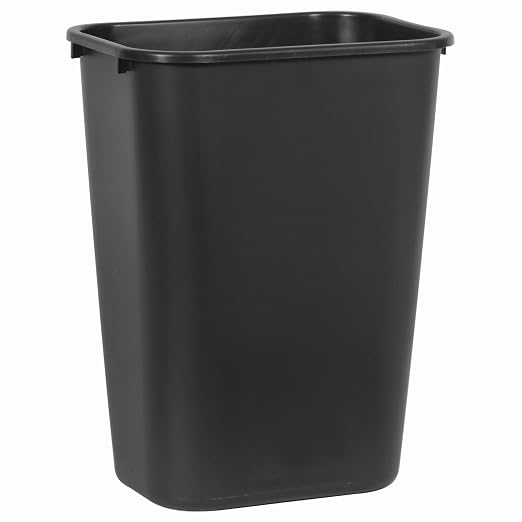 Rubbermaid Commercial Wastebasket Trash Container, 41QT/10.25 GAL, Plastic, Black, Stackable Trash Can for Bedroom/Bathroom/Office, Fits Under Desk/Sink/Cabinet by RubbermaidCommercialProducts