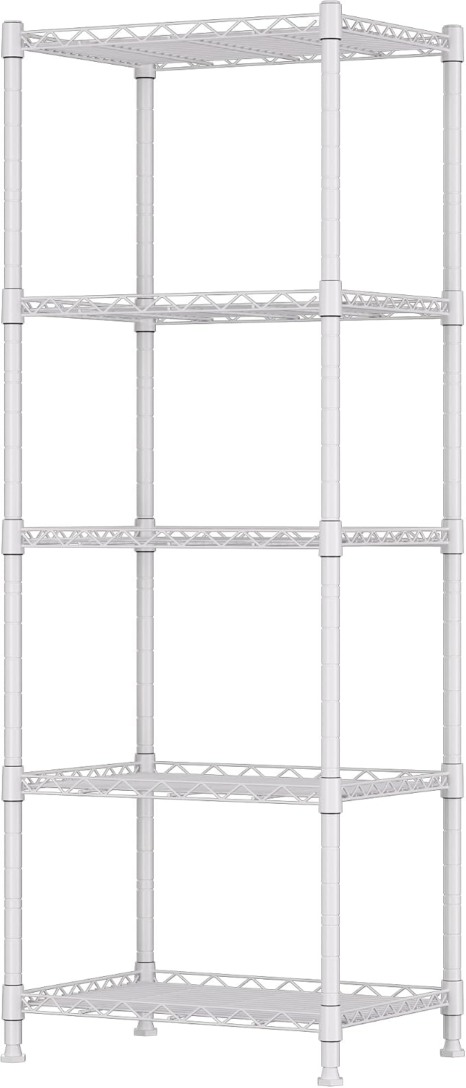 REGILLER 5-Wire Shelving Metal Storage Rack Adjustable Shelves,Standing Storage Shelf Units for Laundry Bathroom Kitchen Pantry Closet(White,11.8" D x 16.6" W x 53.5" H) by REGILLER