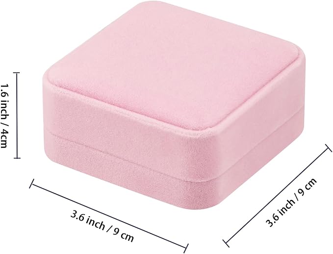 LETURE 4 Pieces Classic Velvet Bracelet Bangle Pendant Necklace Gift Box, Travel Jewelry Box Display Storage Case for Gift, Wedding, Engagement, Proposal, Birthday (4PCS Bracelet-PINK) - Image 2